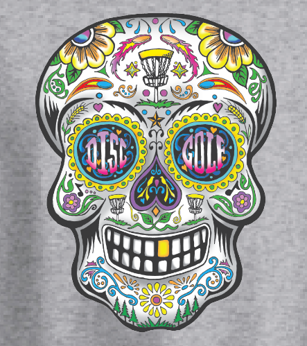 Disc Golf Sugar Skull - Light Grey